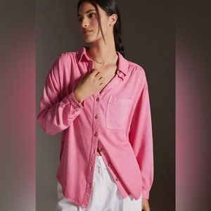 Anthropologie Boyfriend Buttondown pink shirt new sz S